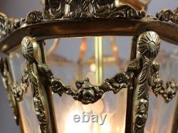 Vintage French Louis XVI Bronze Lantern with Elegant Gold Leaf Finish