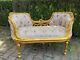 Vintage French Louis Xvi Settee In Pink Damask And Gold Beech