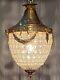 Vintage French Louis Xvi Style Bronze Lantern With Antique Patina Finish