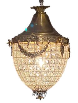 Vintage French Louis XVI Style Bronze Lantern With Antique Patina Finish