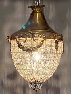 Vintage French Louis XVI Style Bronze Lantern With Antique Patina Finish