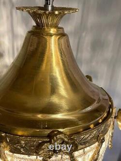 Vintage French Louis XVI Style Bronze Lantern With Antique Patina Finish