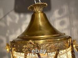 Vintage French Louis XVI Style Bronze Lantern With Antique Patina Finish