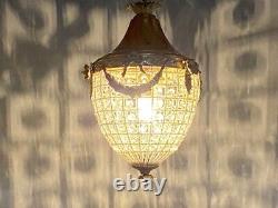 Vintage French Louis XVI Style Bronze Lantern With Antique Patina Finish