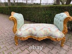 Vintage French Louis XVI Style Sofa Settee in Gilded Beech with Pistachio Green