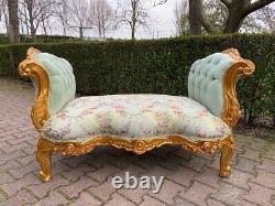 Vintage French Louis XVI Style Sofa Settee in Gilded Beech with Pistachio Green