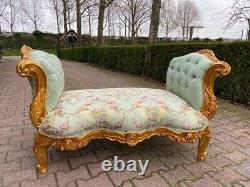 Vintage French Louis XVI Style Sofa Settee in Gilded Beech with Pistachio Green