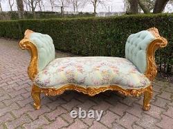 Vintage French Louis XVI Style Sofa Settee in Gilded Beech with Pistachio Green