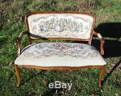 Vintage French Provincial Louis XV style Tapestry Settee Chateau D'Ax Italy
