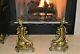 Vintage French Rococo Style Louis Xv Bronze Or Brass Fire Place Andirons 16.5