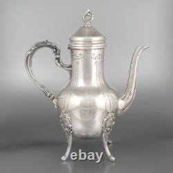 Vintage French Silver Plate Coffee Pot, Rococo Louis XV Style, Signed Udner Lyon