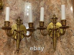 Vintage Petite French Louis XV Style Brass Wall Sconce Sconces 2 Pair Available