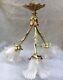 Vintage French Lamp Light Chandelier 1960-70's Brass Glass Louis Xv Style