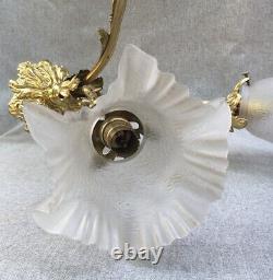 Vintage french lamp light chandelier 1960-70's brass glass Louis XV style