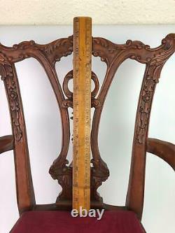 Vtg French Carved Mahogany Salesman Sample Doll Chair Louis XV Chippendale Style