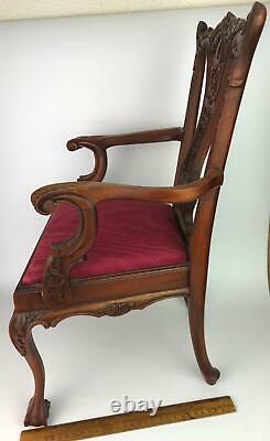 Vtg French Carved Mahogany Salesman Sample Doll Chair Louis XV Chippendale Style