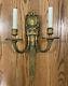 Vtg French Louis Xvi Style Solid Brass 2 Arm Wall Sconce Electric 17 Inch