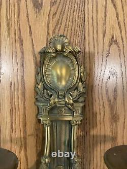 Vtg French Louis XVI Style Solid Brass 2 Arm Wall Sconce Electric 17 Inch