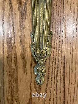 Vtg French Louis XVI Style Solid Brass 2 Arm Wall Sconce Electric 17 Inch