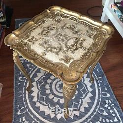 Vtg Louis XIV Gold Gilt Table French Baroque Florence Italy Hollywood Regency