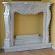 White Solid Marble French Louis Xv Fireplace Mantel Hand Carved 51w X 47h