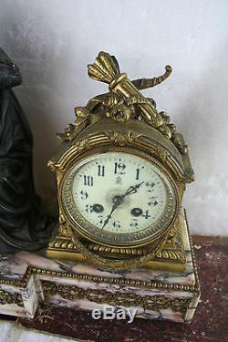 Wonderfull XL French clock spelter mucisian marble louis XVI