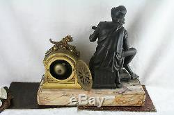 Wonderfull XL French clock spelter mucisian marble louis XVI